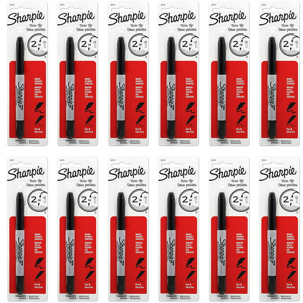 Pack of 12 Black Sharpie Twin Tip
